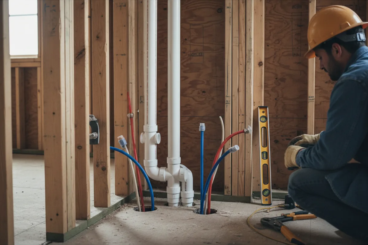 Drain and supply rough-in during Leak Detection in Spring Lake