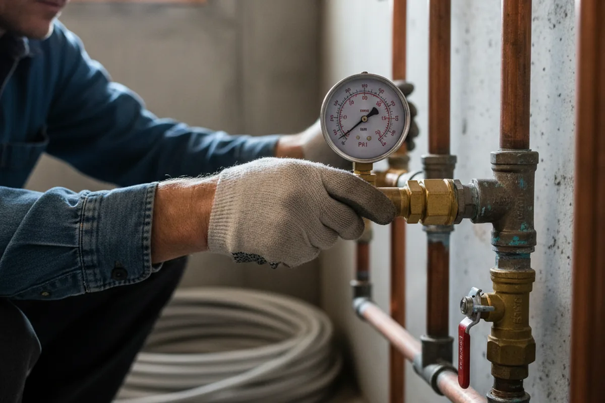 Pressure testing a repaired line during Water Line Repair in Spring Lake
